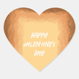 Yellow - Brown Valentine's Day Heart Sticker