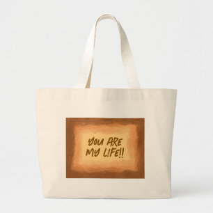 Yellow - Brown Valentine's Day Large Tote Bag