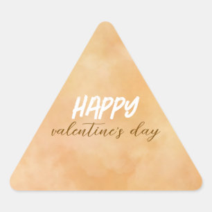 Yellow - Brown Valentine's Day Triangle Sticker
