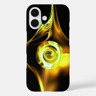 YELLOW BROWN WHITE  FRACTAL ROSE iPhone 16 CASE