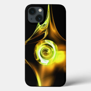 YELLOW BROWN WHITE  FRACTAL ROSE iPhone 13 CASE