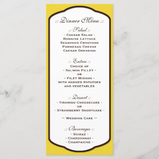 Yellow Brown & White Wedding Reception Menus