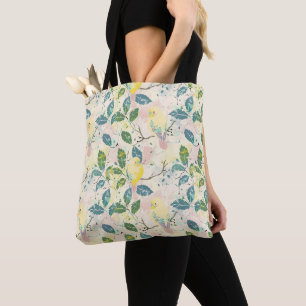 Yellow Budgerigar Pattern Tote Bag