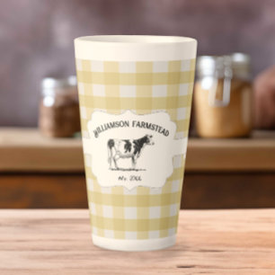Yellow Buffalo Plaid Farm Cow Latte Mug