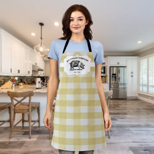 Yellow Buffalo Plaid Farm Pig Apron