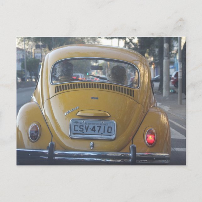 Yellow Bug Vintage Car Postcards (Front)