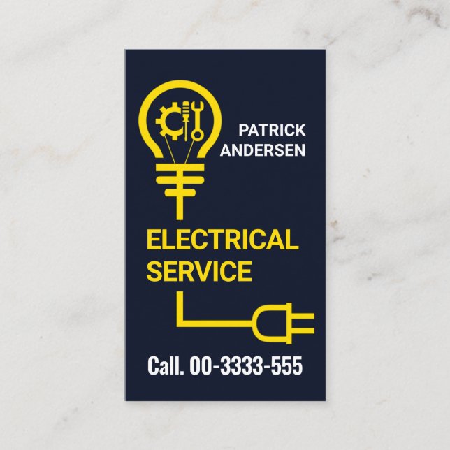 Yellow Bulb Plug Wiring Cable Business Card (Front)