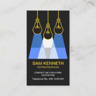 Yellow Bulbs Blue Light Electrical Contractor Business Card