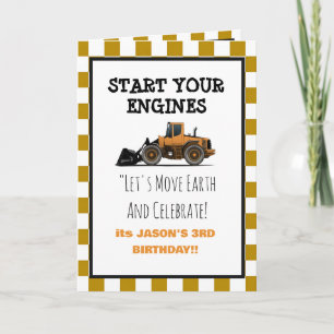 Yellow Bulldozer Construction Boys Birthday invite