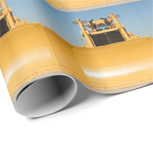 Yellow Bulldozer Pattern Wrapping Paper (Roll Corner)