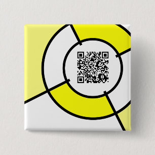 yellow bullseye QR code 15 Cm Square Badge