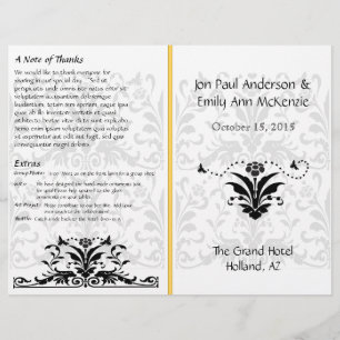 Yellow Bumble Bee Damask Wedding Program