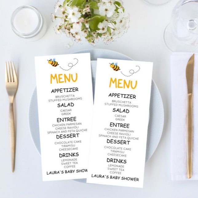Yellow Bumble Bee Honey Bee Baby Shower Food Menu (Creator Uploaded)