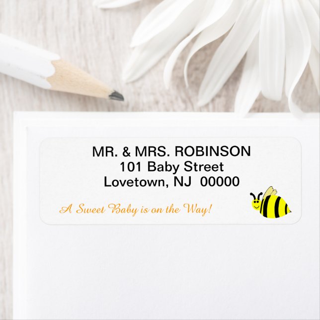 Yellow Bumble Bee Sweet Baby Return Address Label (Insitu)
