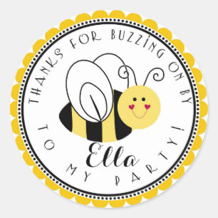 Yellow Bumblebee Birthday Party Favour Stickers
