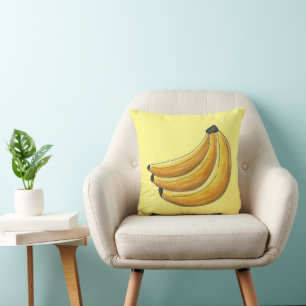 Yellow Bunch of Bananas Banana Fruit Foodie Cushion