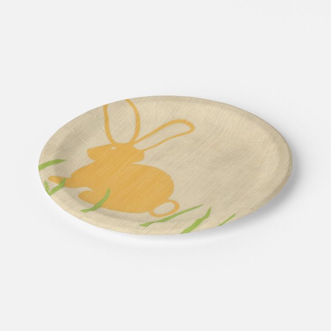 Yellow Bunny and Green Grass by Chariklia Zarris Paper Plate (Angled)