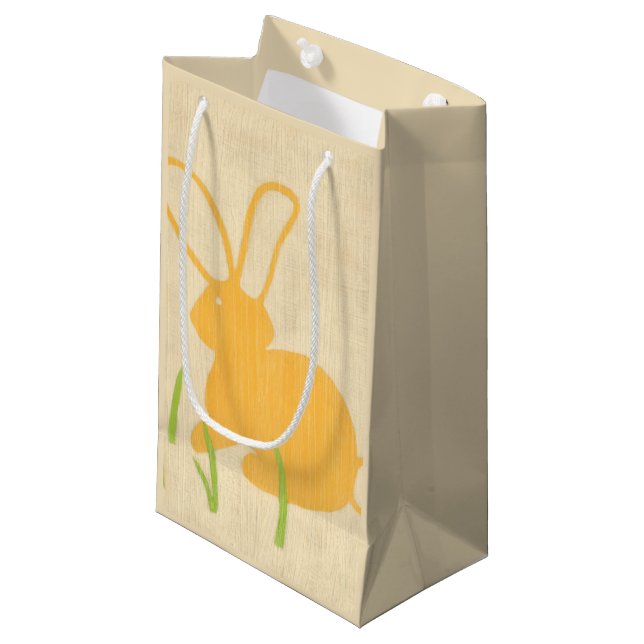 Yellow Bunny and Green Grass by Chariklia Zarris Small Gift Bag (Front Angled)