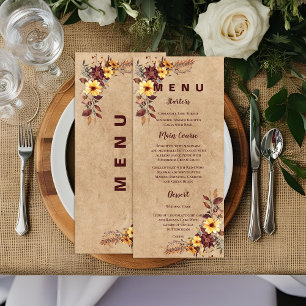 Yellow Burgundy Fall Wedding Reception Dinner Menu