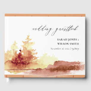 Yellow Burnt Orange Autumn Trees Foliage Wedding Guest Book