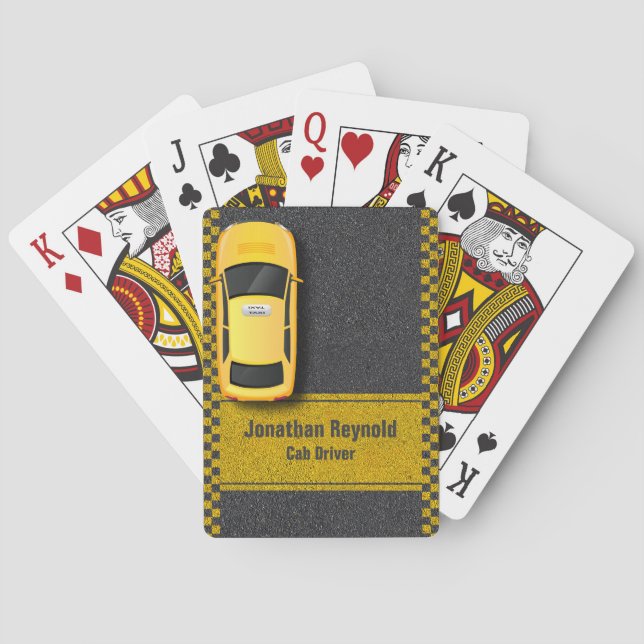 Yellow Business Cab Taxi Driver Service Playing Cards (Back)