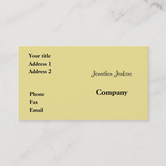 Yellow Business Card (Front)