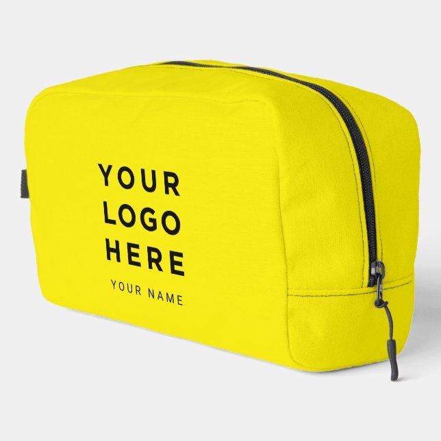 Yellow Business Logo Name Instagram Travel Dopp Kit (Right Corner)