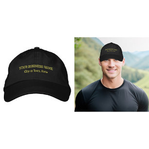 Yellow Business Text Embroidered on Cap
