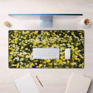 Yellow Buttercup Chamomile Wildflower Meadow Desk Mat