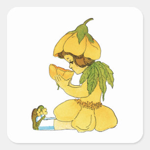 Yellow Buttercup Child Square Sticker