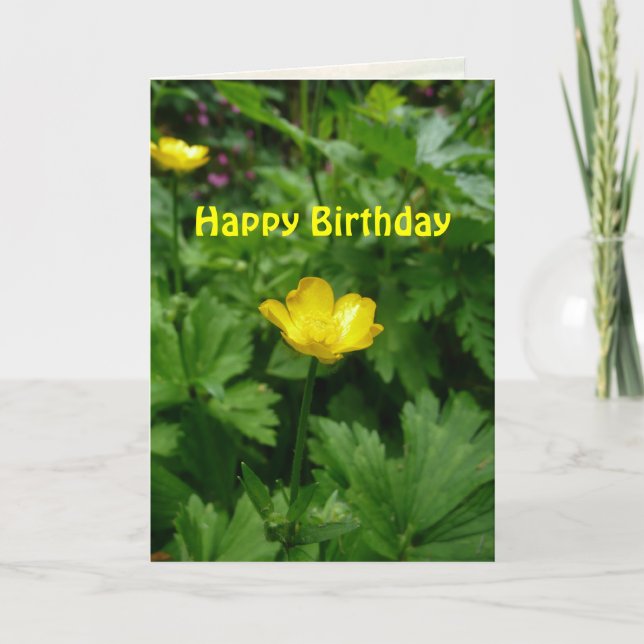 Yellow Buttercup Flower Birthday Template (Front)