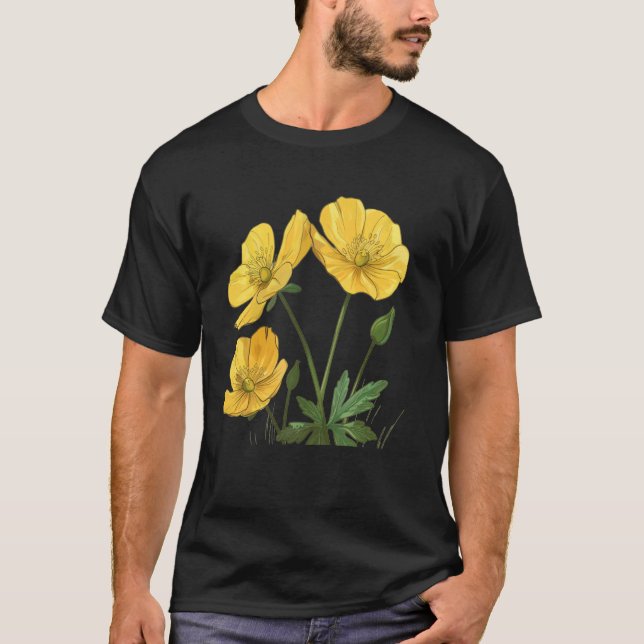 Yellow Buttercup for pretty Dandelion and Daisy Fl T-Shirt (Front)