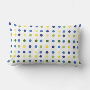 Yellow Buttercups and Blue Iris Dots Lumbar Cushion