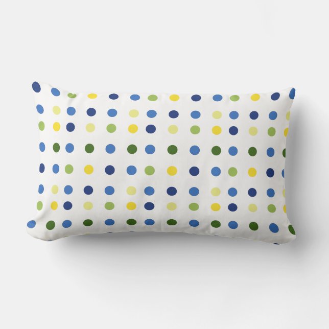 Yellow Buttercups and Blue Iris Dots Lumbar Cushion (Front)