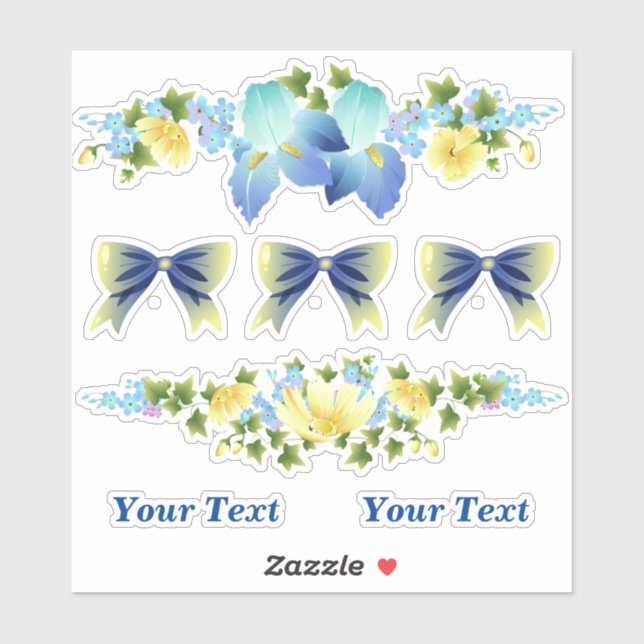 Yellow Buttercups and Blue Iris Scrapbook Stickers (Sheet)