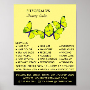 Yellow Butterflies, Beautician, Beauty Salon Poster