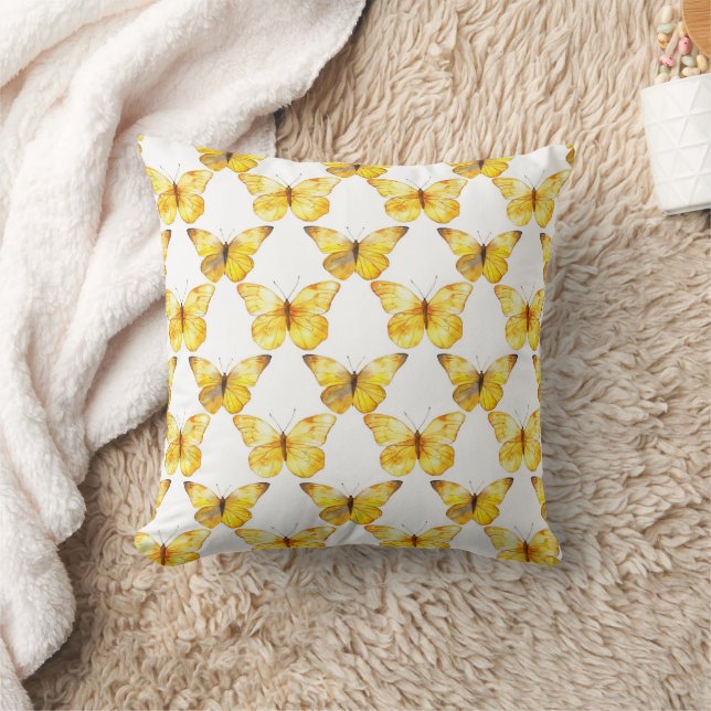 Yellow Butterflies Birthday Cushion (Blanket)