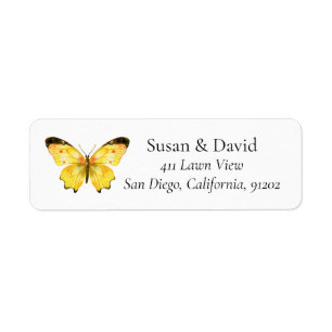 Yellow Butterfly Address Return Address Label