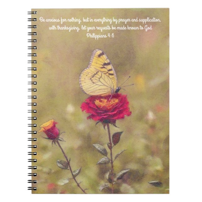 Yellow Butterfly Art Bible Verse Prayer Journal (Front)