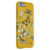 Yellow Butterfly Botanical, Monogrammed Case-Mate iPhone Case (Back/Right)