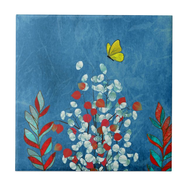 Yellow Butterfly Ceramic Tile (Front)