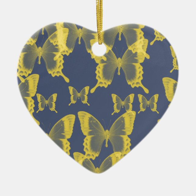 yellow butterfly ceramic tree decoration (Front)