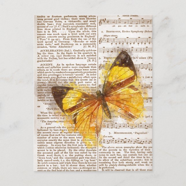 Yellow Butterfly Collage Postcard (Front)
