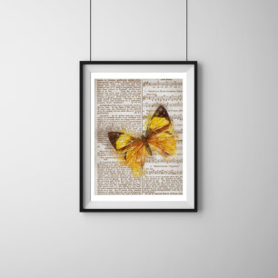 Yellow Butterfly Collage Poster