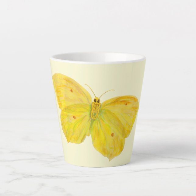 Yellow Butterfly Common Brimstone flying   Latte Mug (Front)