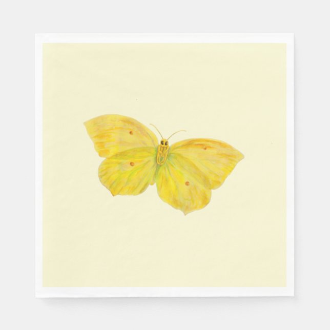 Yellow Butterfly Common Brimstone flying  Napkin (Front)