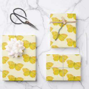 Yellow Butterfly Common Brimstone flying  Wrapping Paper Sheet