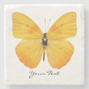 Yellow Butterfly Custom Stone Coaster