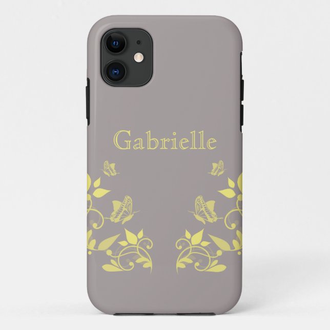 Yellow Butterfly Floral BT iPhone 5 Case (Back)