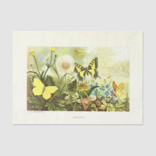 Yellow Butterfly Floral Ephemera Decoupage French Tissue Paper